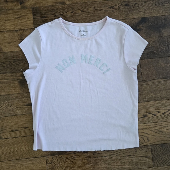 Wild Fable Light Pink 'Non Merci' T-Shirt Size Medium - Picture 1 of 4
